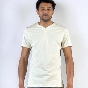 T-shirt V Neck Zip Beige