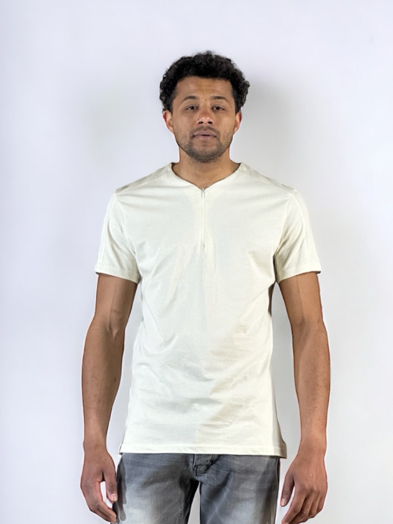 T-shirt V Neck Zip Beige