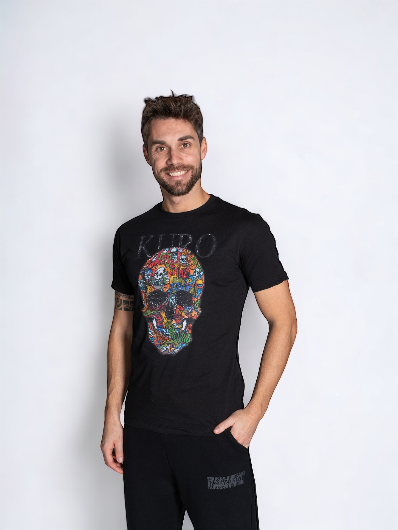 T- shirt Takeshy Kurosawa Strass Teschio Color Black