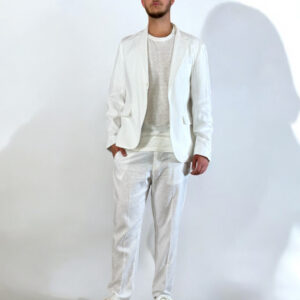 Κοστούμι Straight Fit Misto Lino White