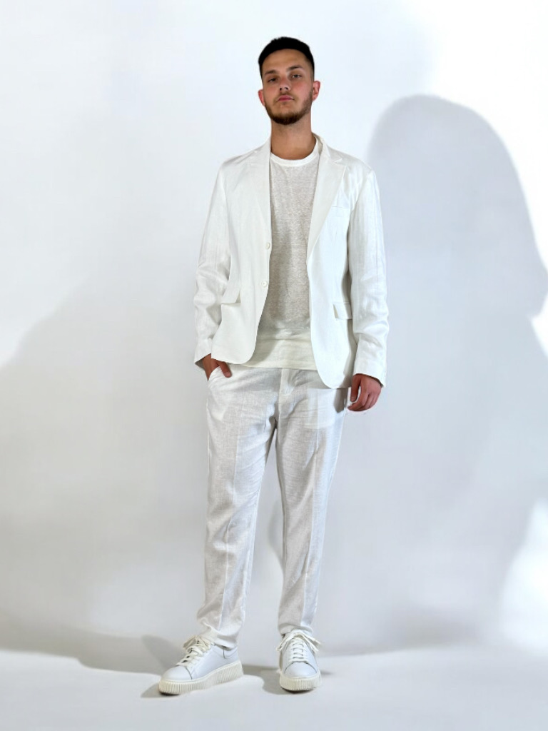 Κοστούμι Straight Fit Misto Lino White