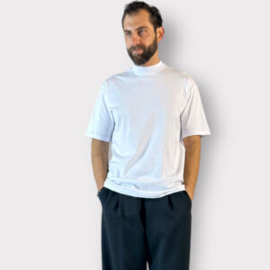 T-shirt Comfort fit Λευκο Με Ψηλό Λαιμό